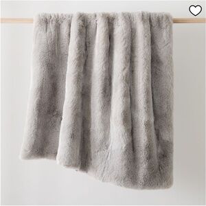 West Elm Faux Fur Chinchilla Throw NWT